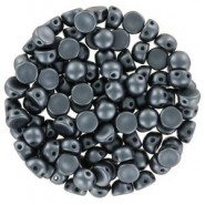 Czech 2-hole Cabochon beads 6mm Alabaster Pastel Dark Grey